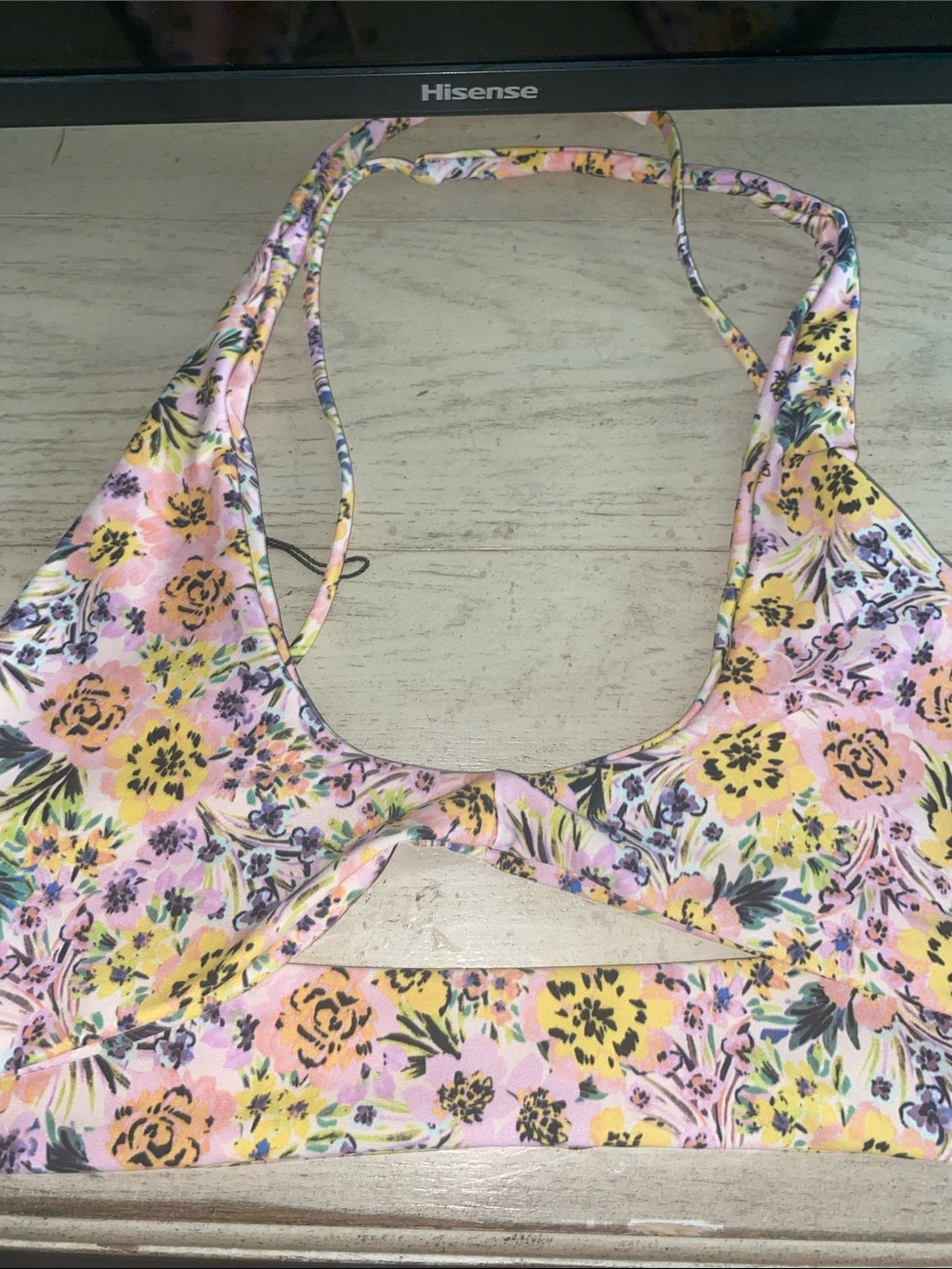 New Skatie bathing suit top, bikini top, tropical, stretch, XL